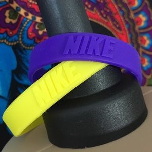 NIKE BRACELETS LOGO WRISTBANDS SET PURPLE YELLOW